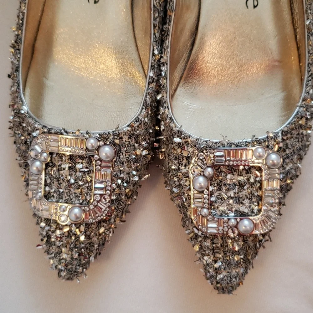 Kate Spade "buckle up" metallic tweed flats - worn once! - Picture 6 of 9